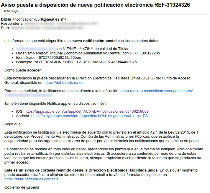evidencia estafa - Agencia Tributaria - ApudActa.com